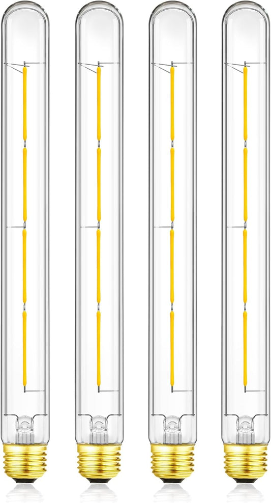 XININSUN T300 Led Bulb, 11.8 Inch Long Tubular Led Light Bulbs, 100Watt Equivalent, 1000lm, Dimmable, Clear Glass, E26 10W T10 LED Edison Tube Lamp Bulb,4 Pack. (6W=60W 3000K)