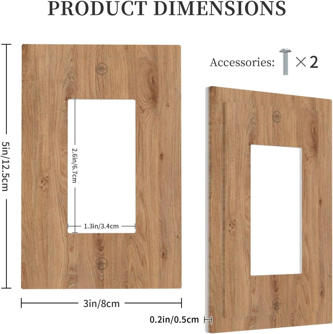 Decorative Outlet Covers Vintage Rustic Wood Color Brown Wood Grain 1 Gang Single Rocker Light Switch Cover Plate Wall Plates GFCI Faceplate for Farmhouse Cabin Decor