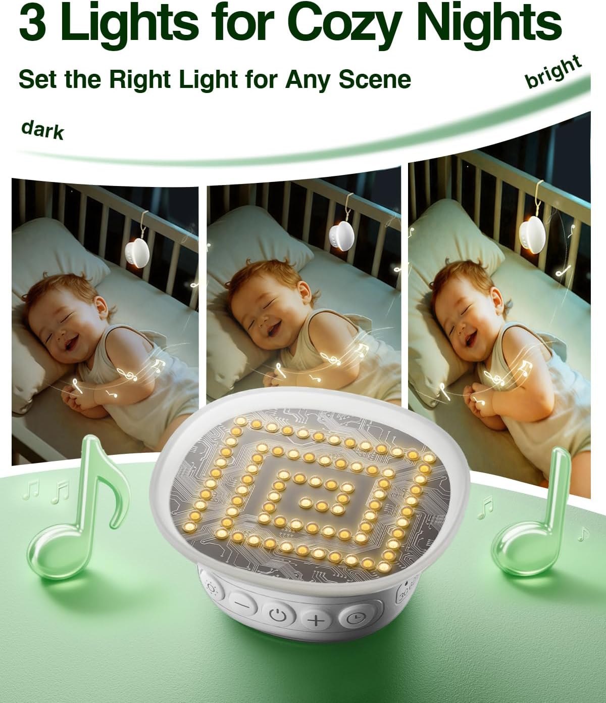 Portable White Noise Sound Machine for Baby Kids Adults with 20 Natural Soothing Sounds, 48H Playback, 30-Level Volume, 3 Timers, Memory & Night Light, Noise Canceling for Sleeping, Home, Travel, Mini