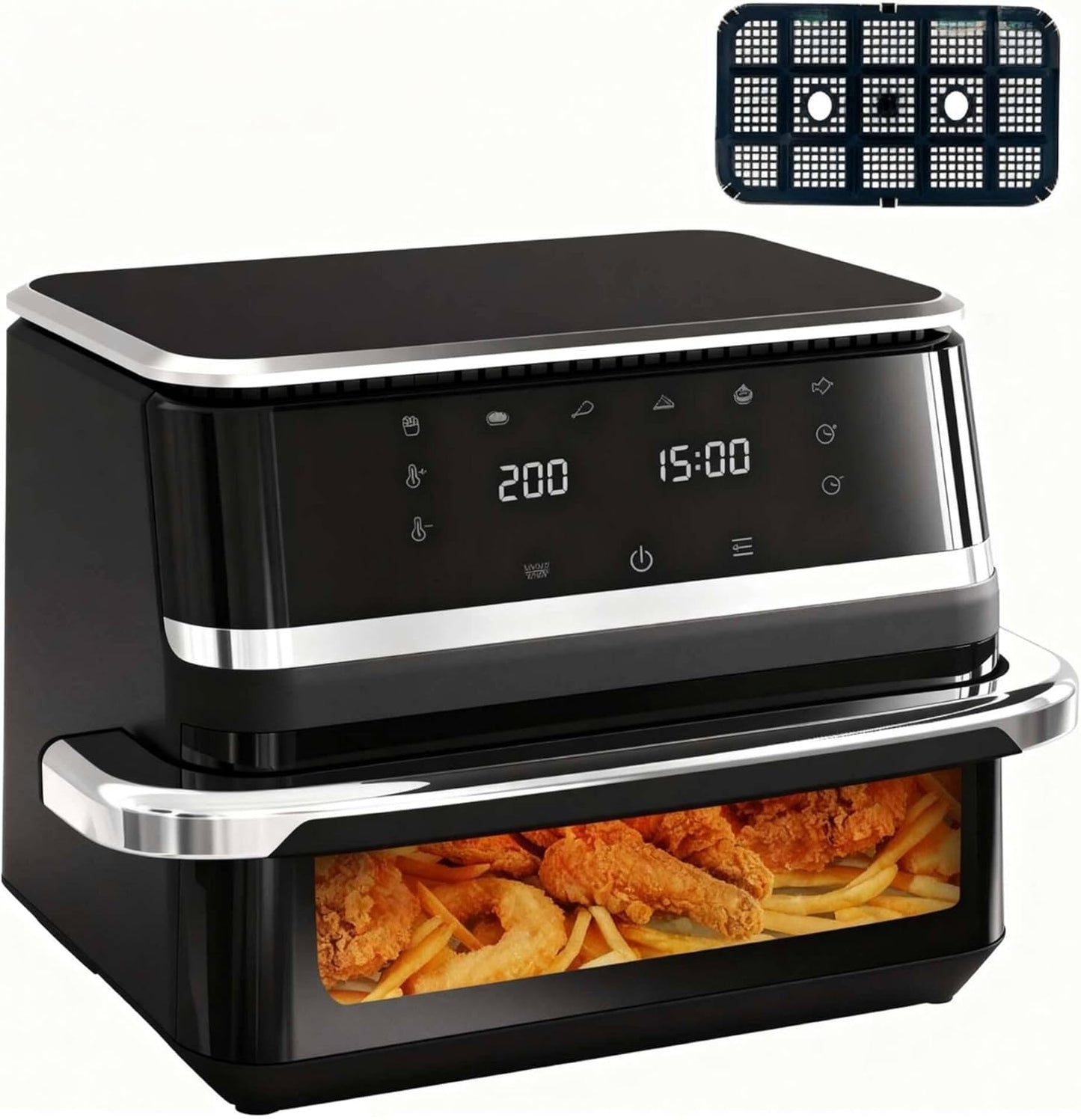 6-in-1 Stainless Steel Smart Air Fryer 11-Quart Extra-Large Capacity 360° Hot Air Circulation Rack Rapid Airflow Ideal for home frying, baking, roasting, and other diverse cooking needs.