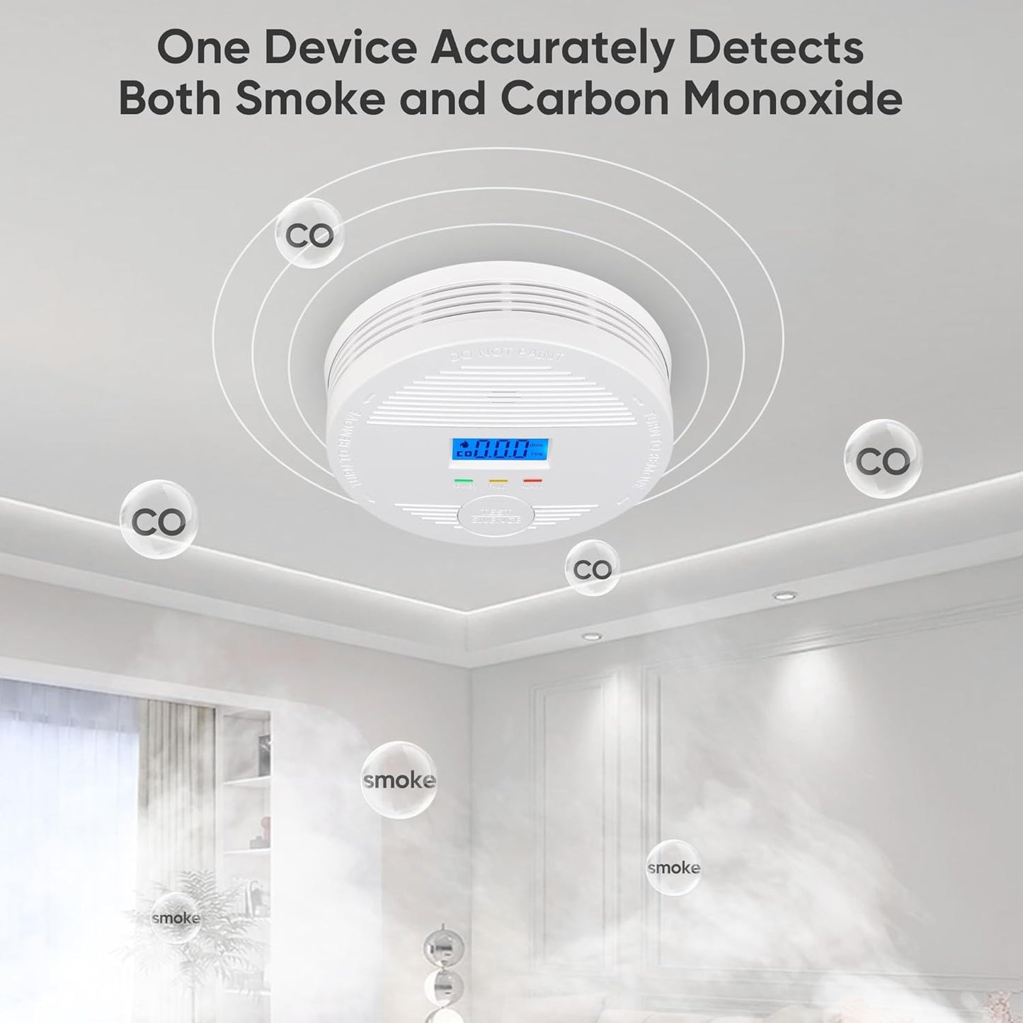 Interconnected Smoke and Carbon Monoxide Detector, 10-Year Battery Wireless Interlinked Smoke & CO Alarm with Dual Sensors, Home Fire & CO Safety Protection (6Pack)