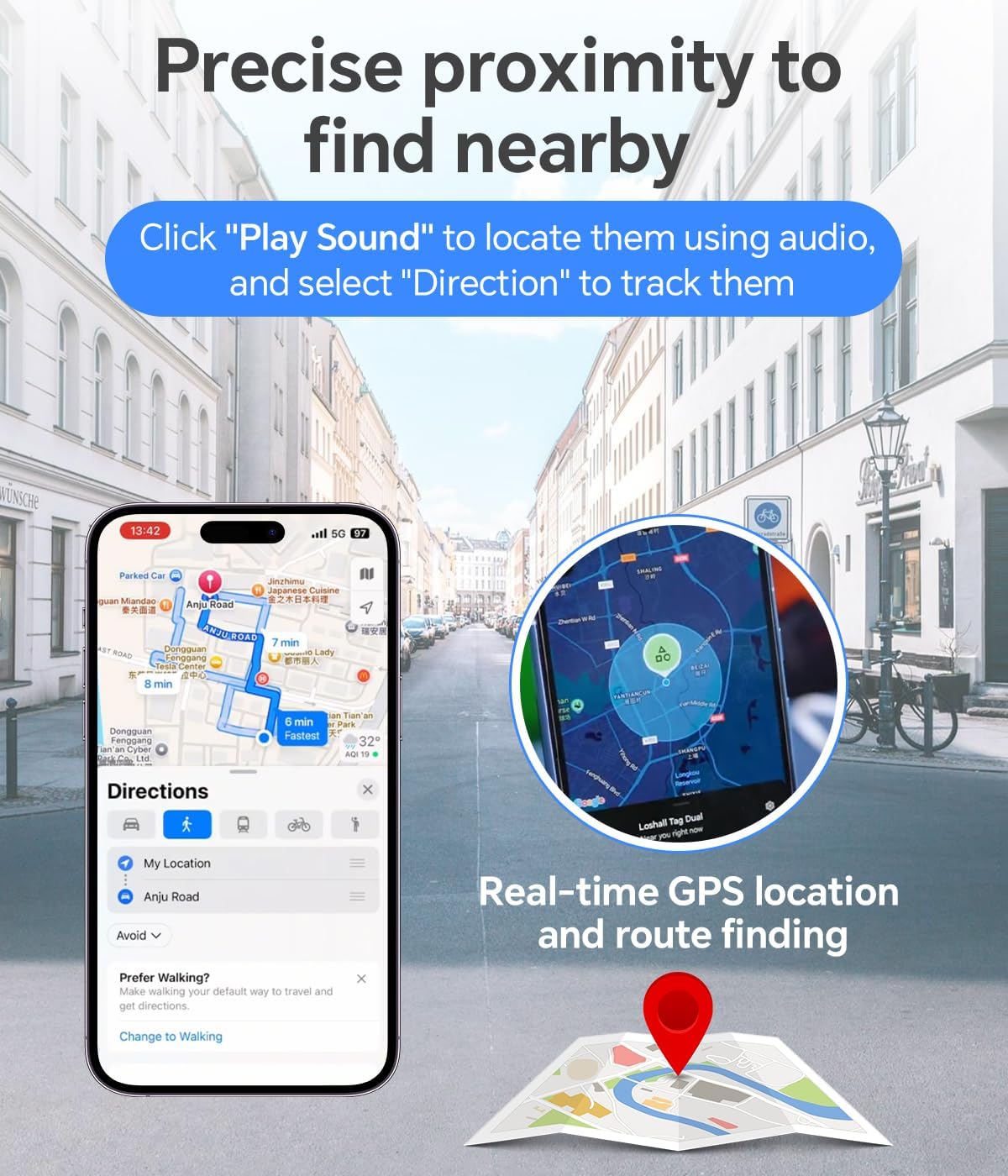 Air Tracker Tag, IP67 Waterproof Bluetooth Tracker, Keychain Finder, Item Locator Compatible with iOS and Android for Backpacks, Suitcases and Wallets, Cars, Keys and Cameras (White-1)