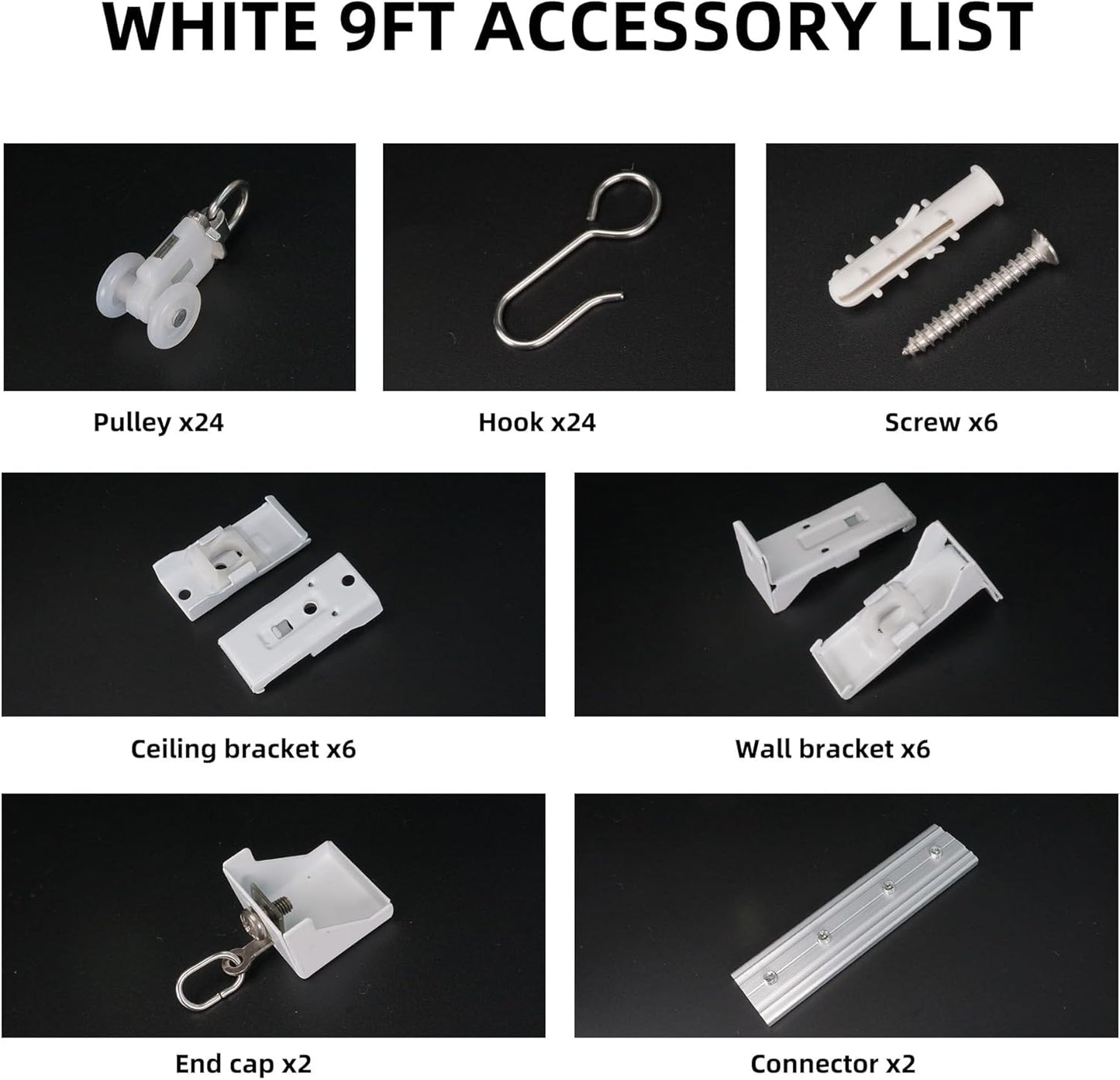 Curtain Track for Ceiling or Wall, Heavy Duty Aluminum Alloy with Smooth Sliding, Easy to Install, White, 3ft To 9ft