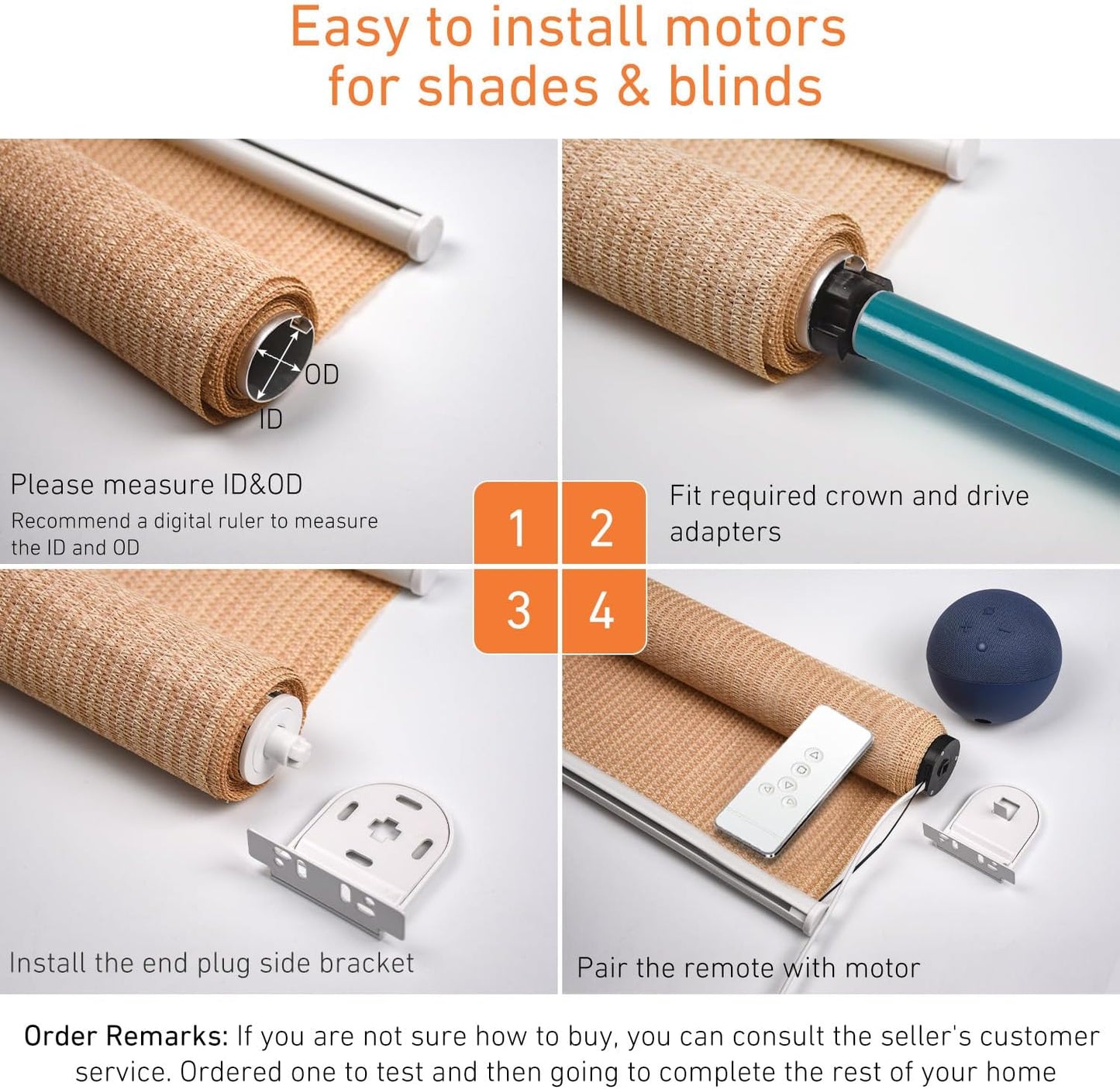 Rollerhouse 2” Heavy Duty Large Roller Shade Motor DC12V, 2.5N.m Torque, Compatible for 2" (50mm) Shade Tube，DIY Motorization Kit