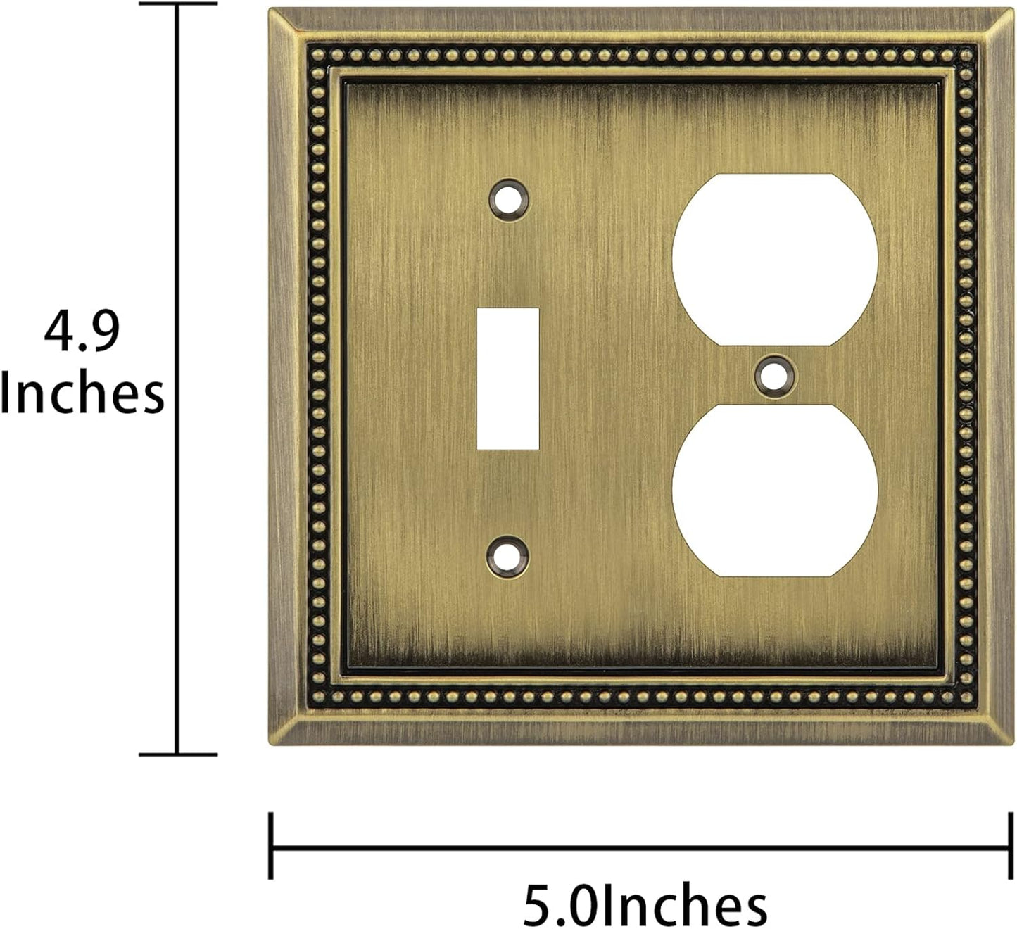 Henne Bery Sunken Pearls Heavy Duty Decorative Wall Plate Switch Plate Outlet Cover (Toggle/Duplex, Antique Brass)