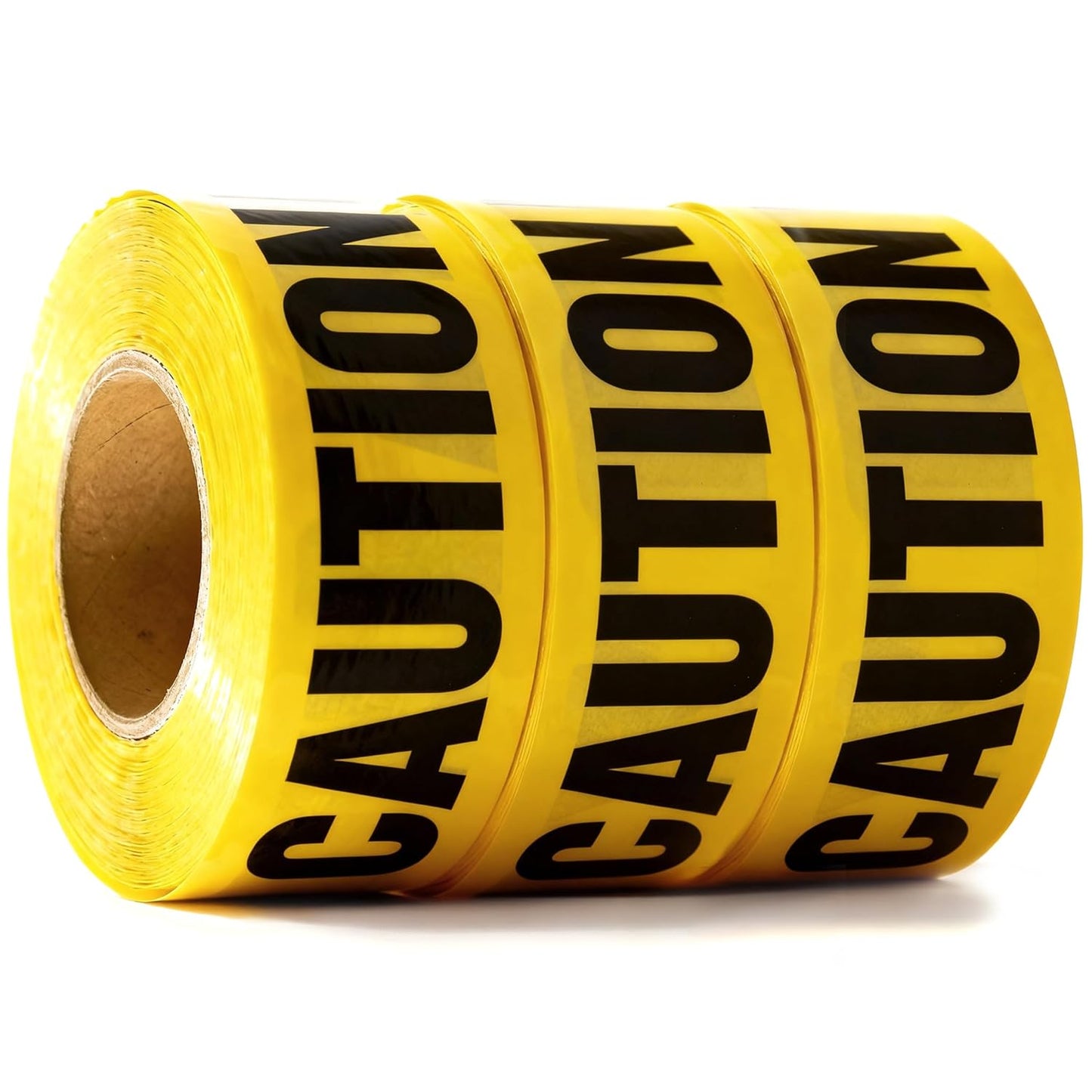 Caution Tape 3 Pack 3 inch x 1000 feet, Bright Yellow w/Bold Black Text, 3" Wide for Maximum Readability Strongest & Thickest Tape for Danger/Hazardous Areas