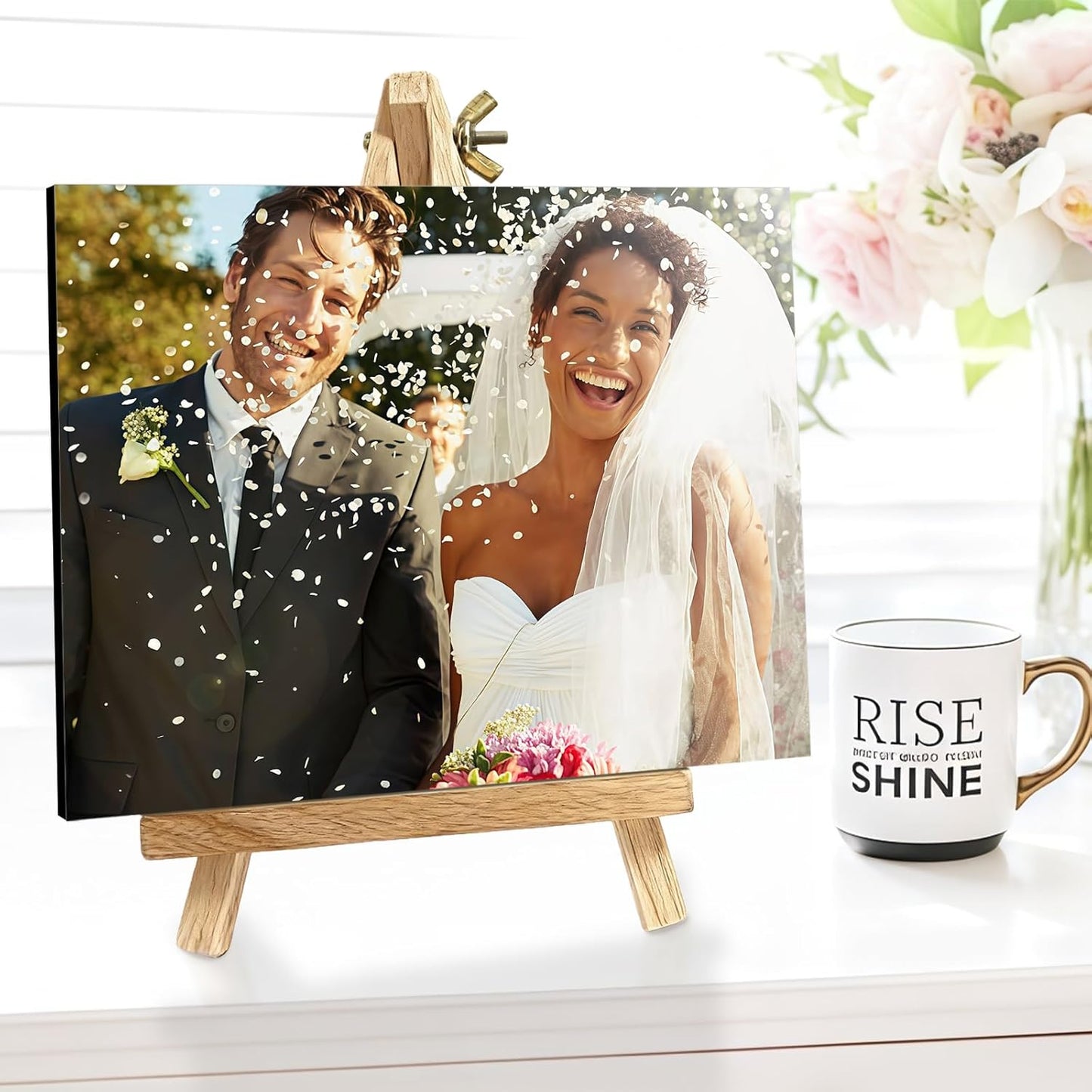 Custom Photo Frame with Stand, Personalized Picture Display, MDF and Wood Construction, Desktop Decor, Multiple Designs, Customizable Gift for Family and Friends
