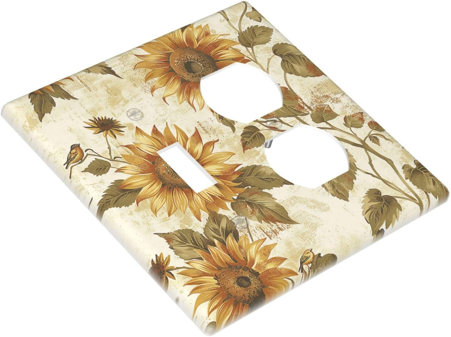 Wallplates Rustic Sunflower Floral Pattern 1 Toggle 1 Duplex Switch Plate Electrical GFCI Faceplate Decorative Light Switch Covers for Bedroom Cabin Decor