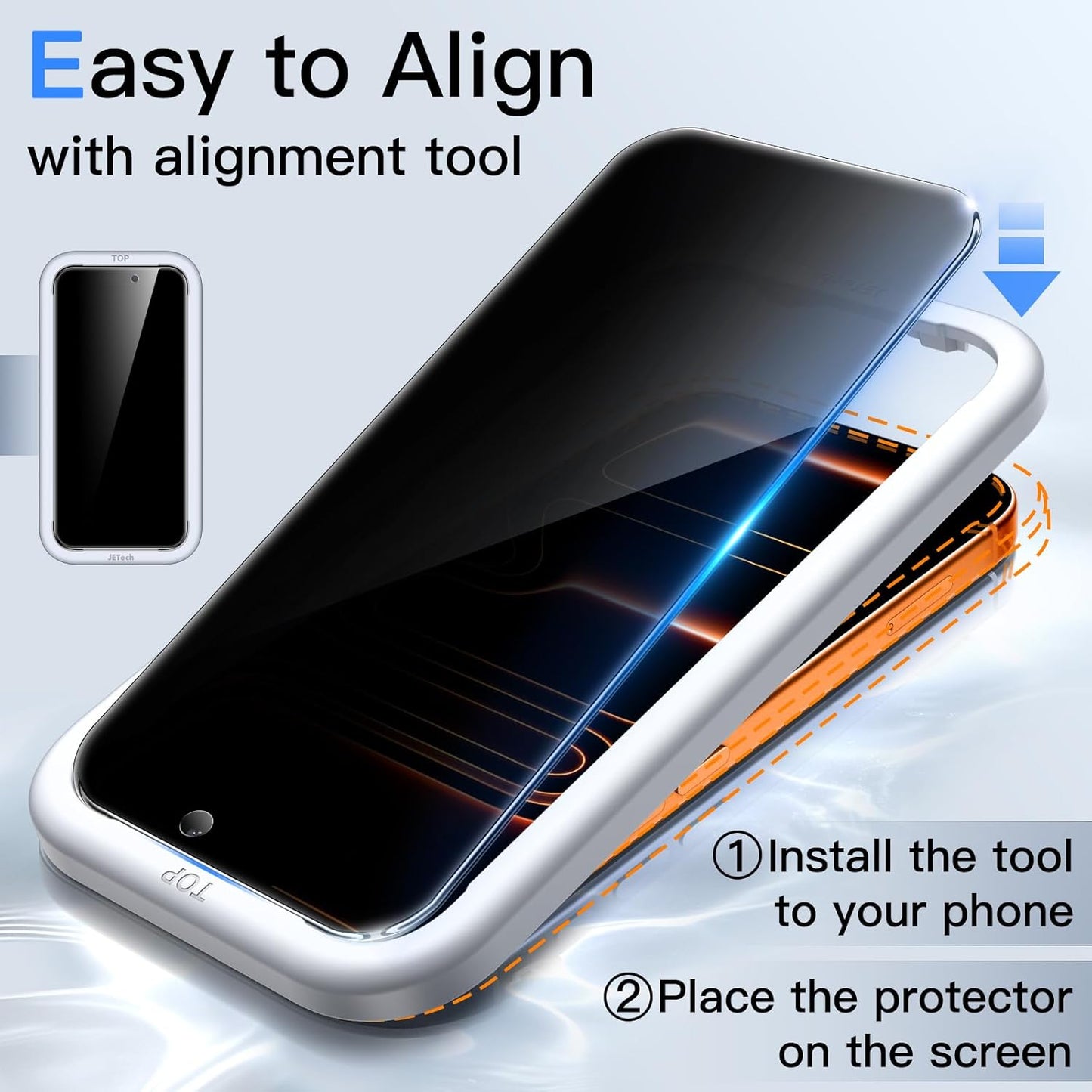 JETech Privacy Screen Protector for iPhone 17 Pro Max 6.9-Inch with Camera Lens Protector, Anti-Spy Tempered Glass Film, Easy Installation Tool, 2-Pack Each