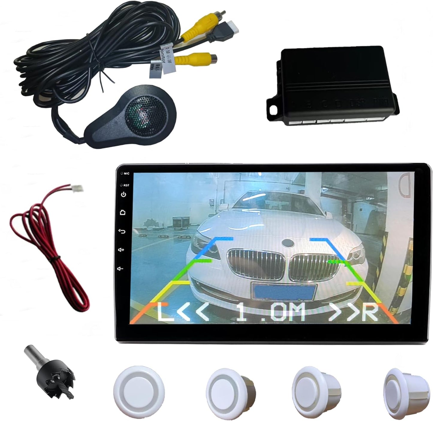 LCD Parking Sensor Kit - Displays Data on Original Screen, Easy Rear Installation, Compatible with CVBS Cameras (Not for AHD), 18 Probe Colors to Match Any Vehicle
