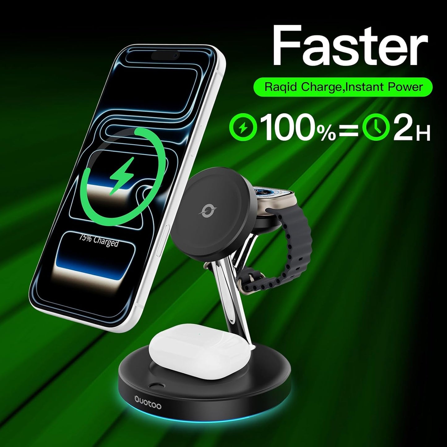 2025 3 in 1 Charging Station for Apple Compatible with Magsafe Charger Stand for iPhone 17 16 15 14 13 12 Wireless Charging Station for AirPods Wireless Charger for iWatch Series