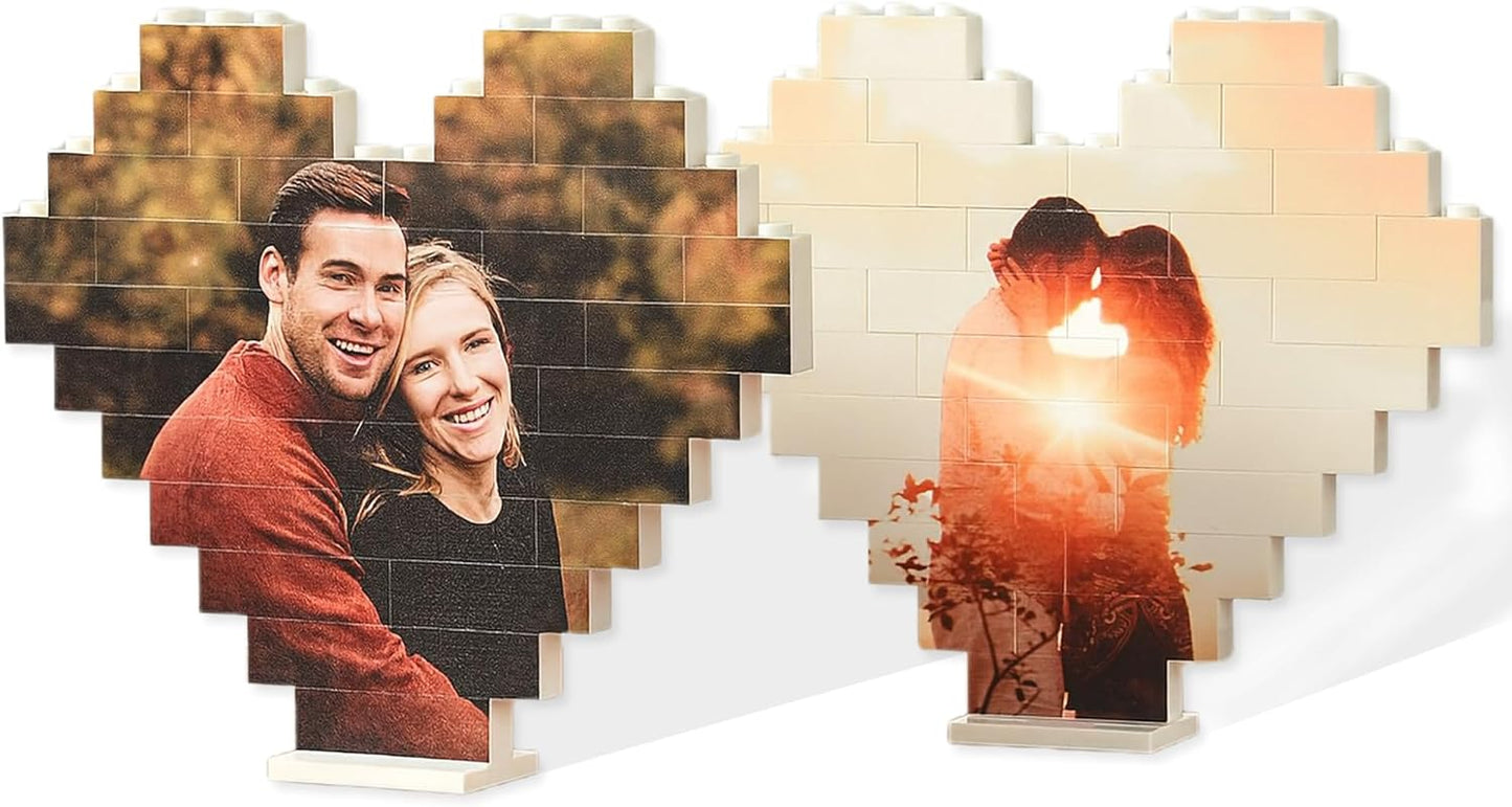 NAZENTI Personalized Building Brick Photo Block, Custom Couple Photo Puzzle, Customized Picture Block Gift for Boyfriend, Girlfriend, Husband, Wife, Family, Unique Couples Gifts for Valentine’s Day
