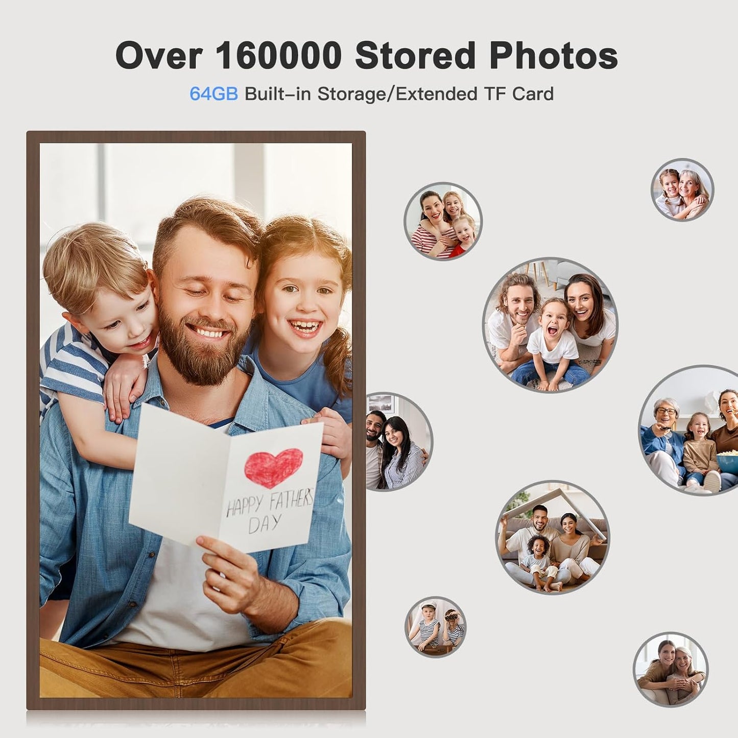 Large Digital Picture Frame 32-Inch-WiFi-Photo-Frame - FHD IPS Digital Frame, Remote Control, Auto-Rotate, Load Photo Video from Phone via APP Email, Free Cloud Storage, Dark Wood Grain, Gifts for Mom