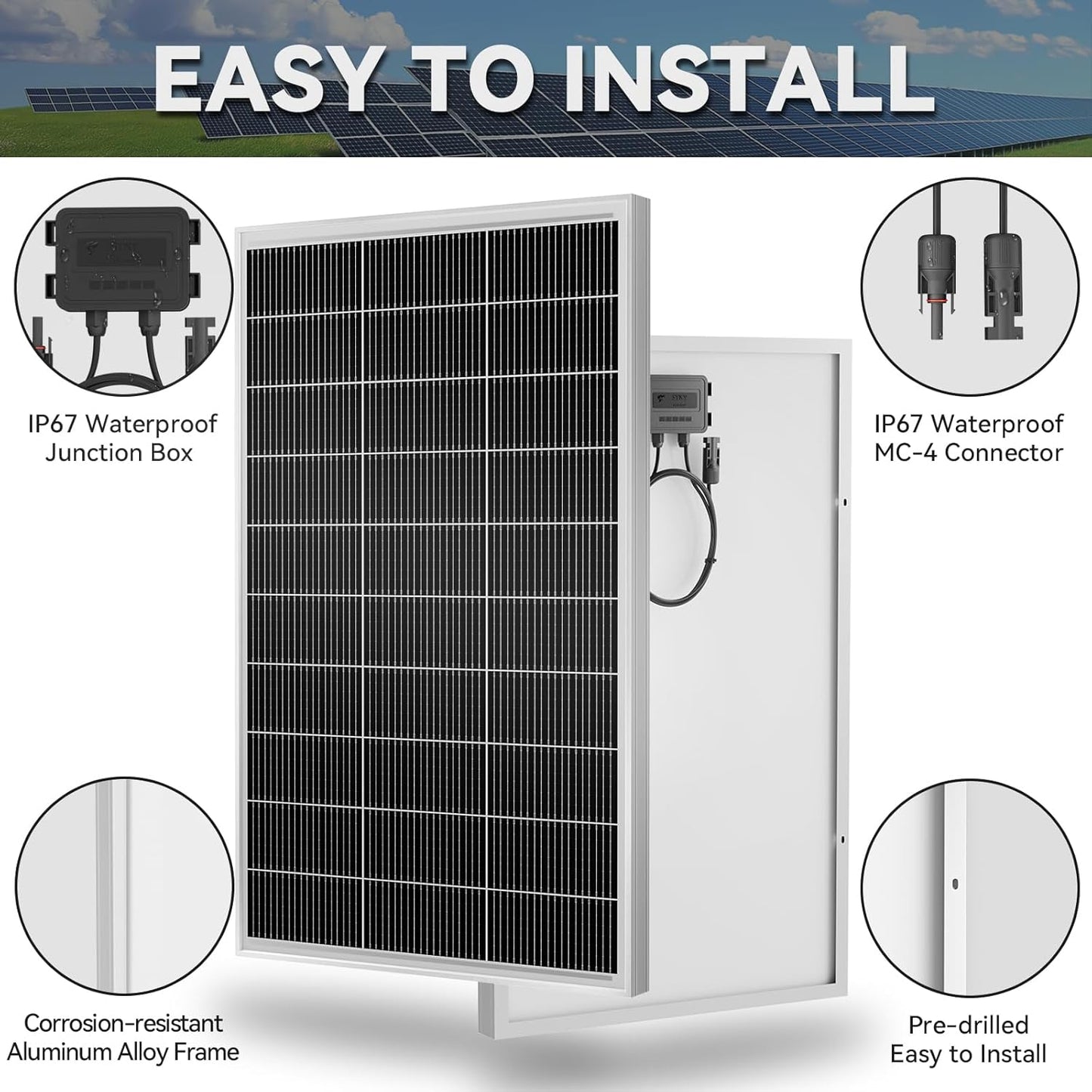 150W 4pack 600 watt Solar Panel Monocrystalline Cell High-Efficiency PV Module, Solar Panels for Homes Camping RV Battery Boat Caravan and Other Off-Grid System