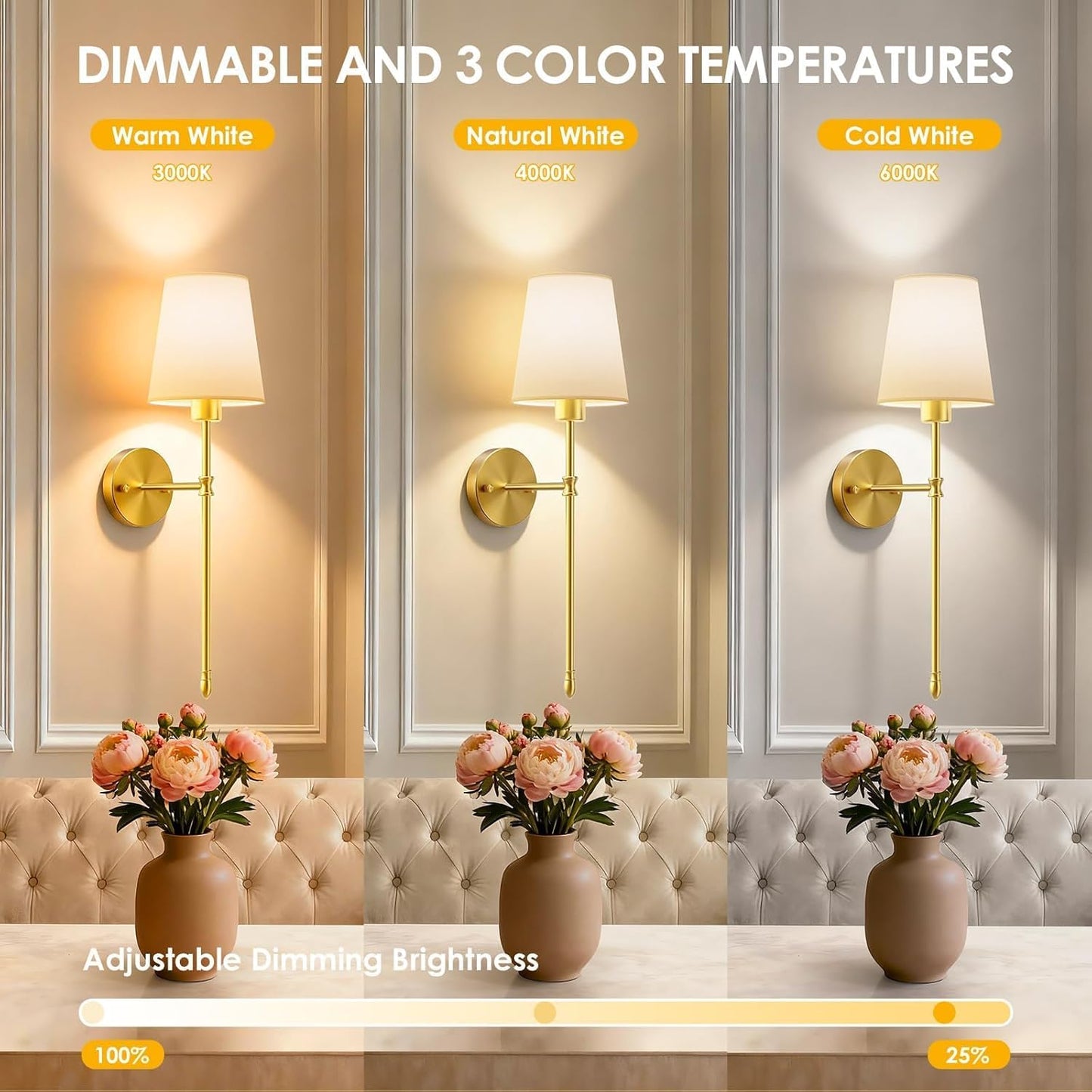 OCATO Battery Operated Wall Sconce: 10000mAh Wireless Wall Sconces Set of Two Rechargeable Lamp Dimmable Magnetic Lights with 7 RGB Colors and Remote Home Decor Walls Decor for Bedroom Living Room