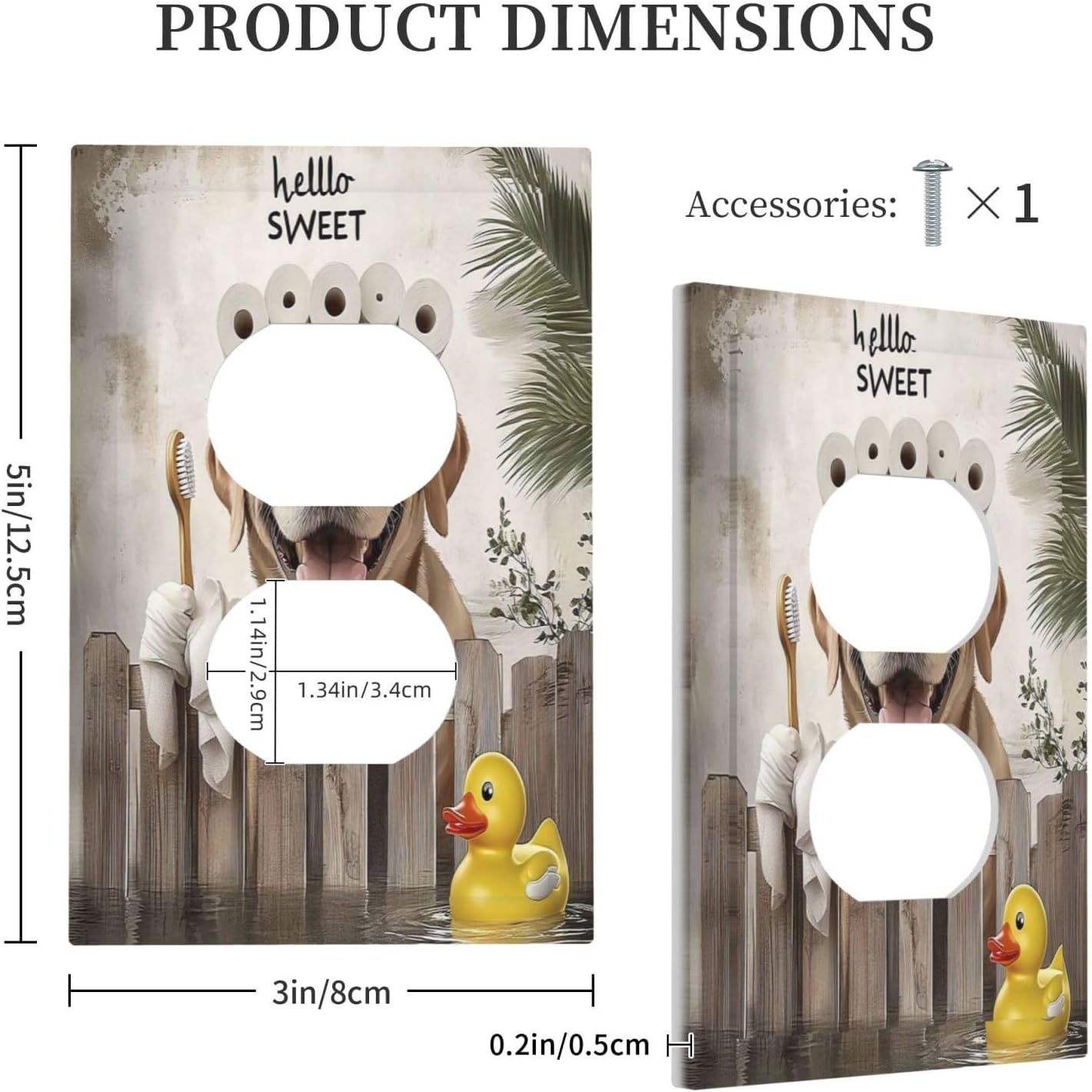 Funny Dog Rustic Farmhouse Wooden Fence Labrador Outlet Covers 1 Gang Duplex Light Switch Cover Decorative Switch Plates Electrical Receptacle Faceplate Wall Plate For Kids Room Bathroom Decor