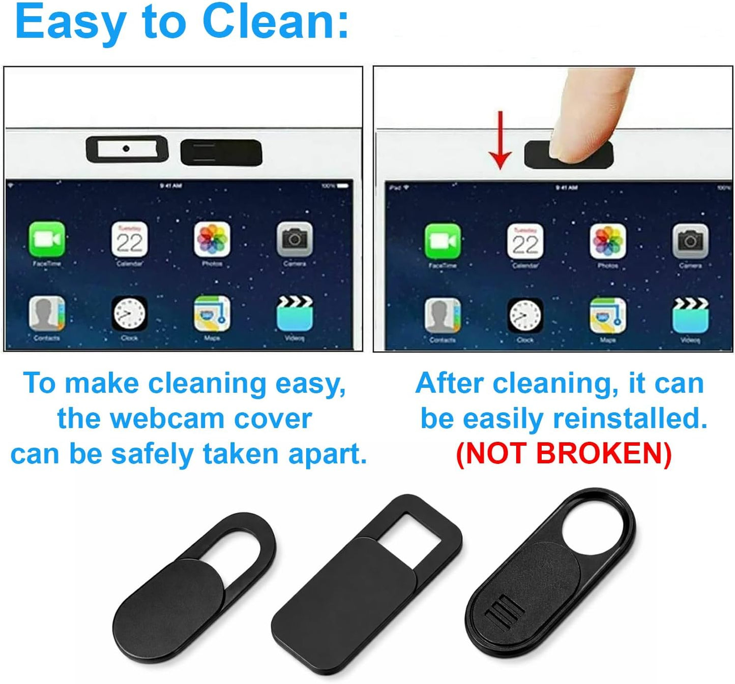 9 Pack(3 Large + 3 Medium + 3 Small) 0.03 inch Ultra Thin Webcam Cover Slide Camera Blocker Protect Your Privacy Security for MacBook Air, Laptop, iPad, iMac, PC, iPhone