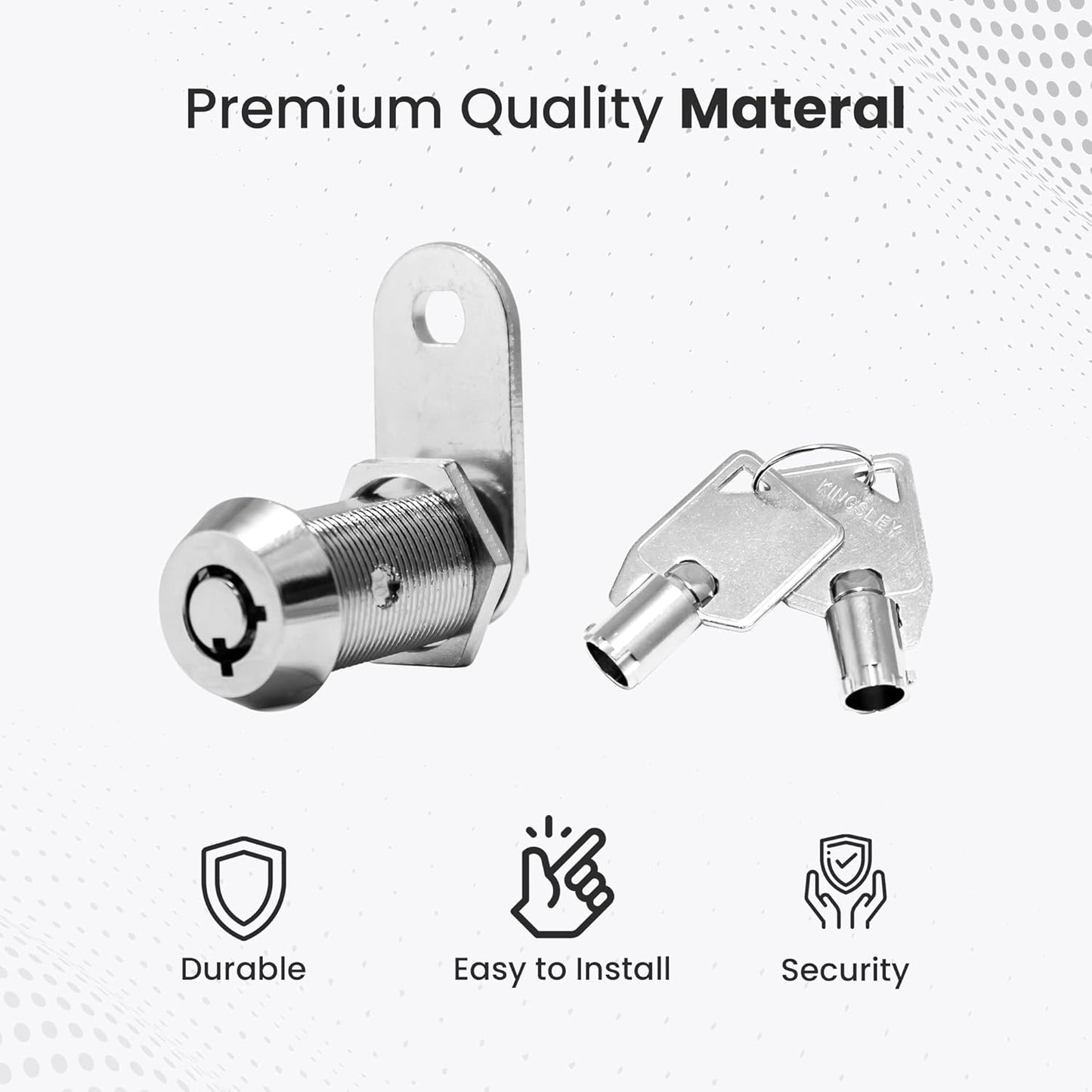 Kingsley Tubular Cam Lock With 7/8" Cylinder-Chrome Finish, Keyed Alike, RV Replacement, Camper, Cabinet, ATM, Vending Machine, Tool Box, File Cabinet, Arcade Lock