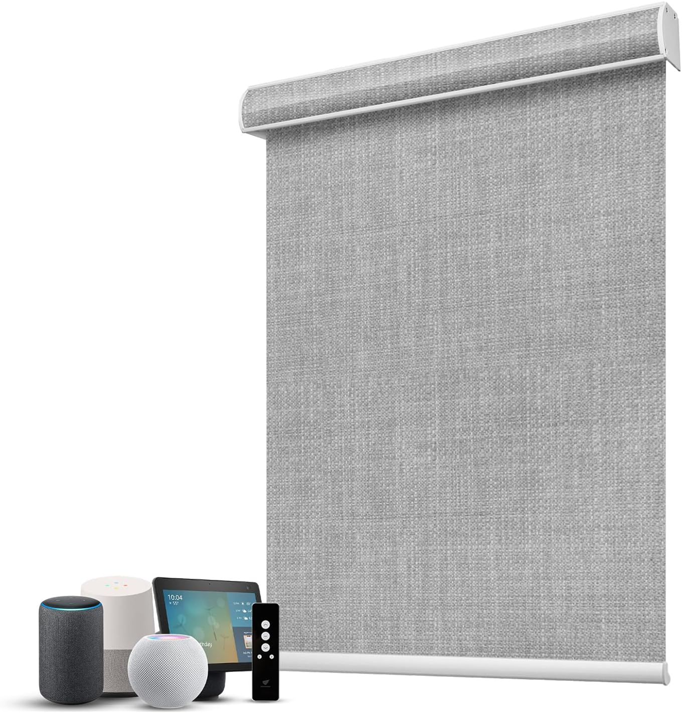 SmartWings Motorized 100% Blackout Shades Blinds, Custom Size, Cordless Window Shades with Rechargeable Battery, Work with Matter/Apple HomeKit, Alexa, Thread/Zigbee, Remote Optional, Vigor Pale Grey