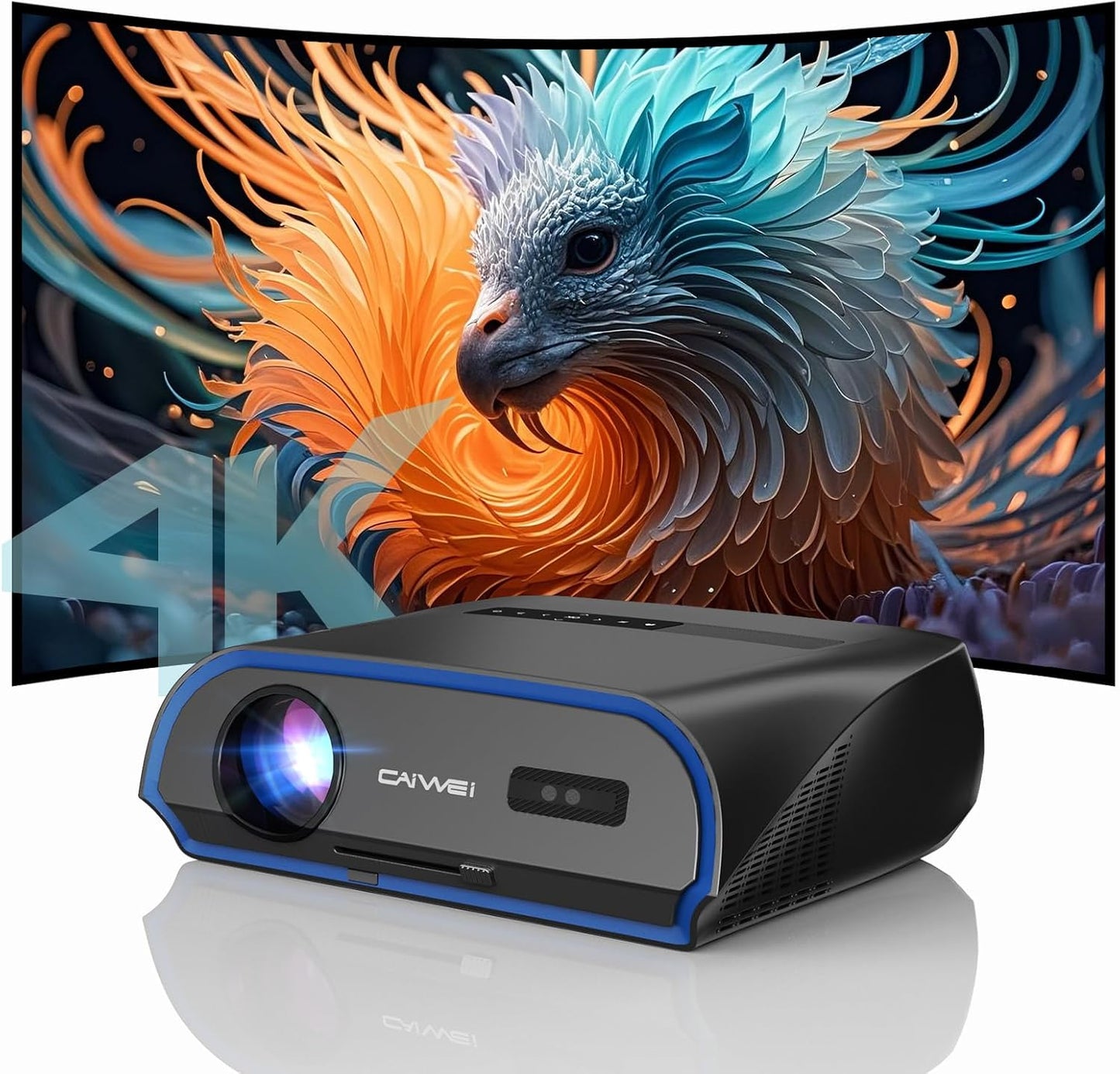 High Brightness Projector 1800 ANSI, HDR10+, 4K Support, WiFi6 & Bluetooth, Smart Android TV with Apps, HDMI/ USB, for Daylight Viewing, Low Input Lag Gaming, Silent Bedroom, Wireless Presentation
