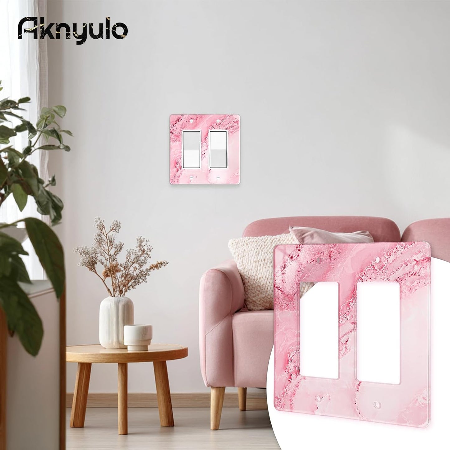 Abstract Pink Marble Design Acrylic Outlet Wall Plate Light Switch Cover Decorative Wall Plate 2 Gang