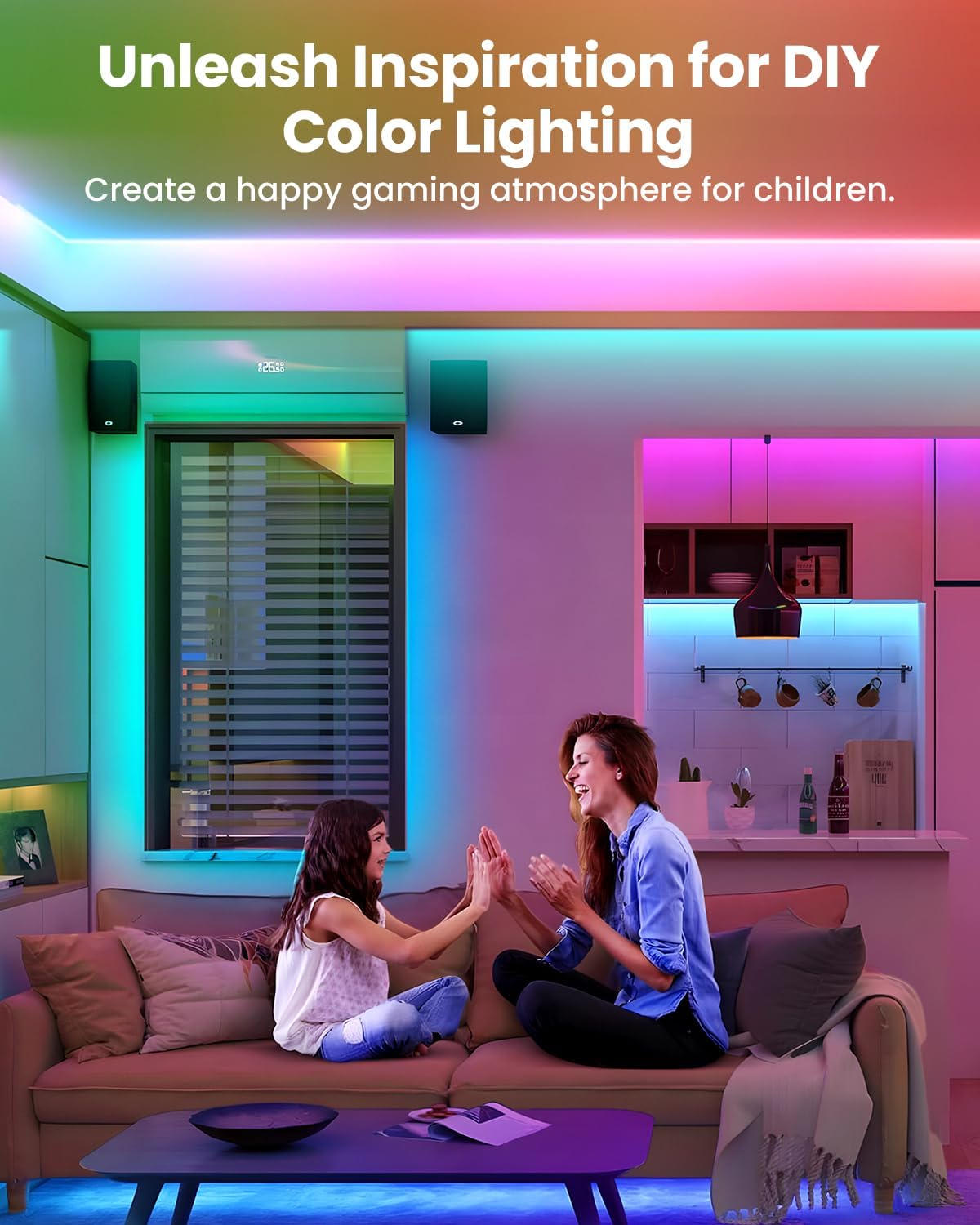 Pak LED Lights for Bedroom 16.4ft, Smart RGB+IC LED Strip Lights with App/Remote Control, Music Sync Color Changing Flexible LED Lights with 64 Scene Modes for Party, Home, Christmas, Halloween Decor