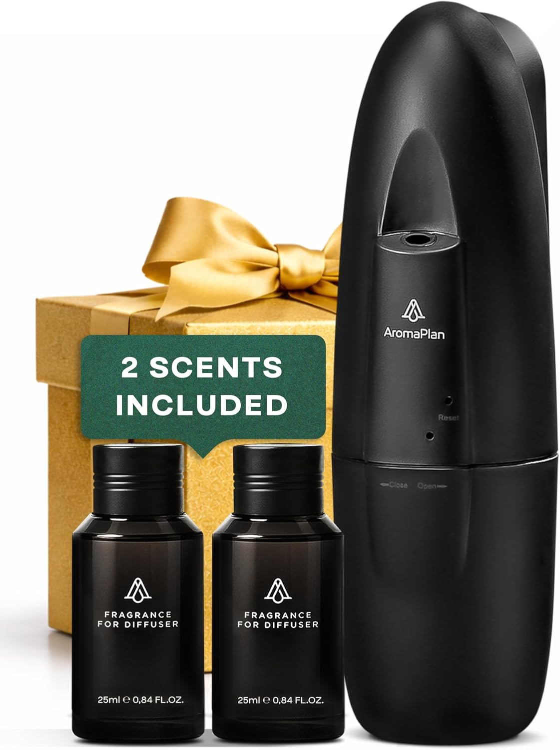 AromaPlan 5 Star Collection Plug in Diffuser (2 Fragrances Included)-Cold Air & Waterless Diffusers for Home & Office- Silent Wall Diffuser Plug in, Bluetooth App Control, 1000 sq. ft (Black)