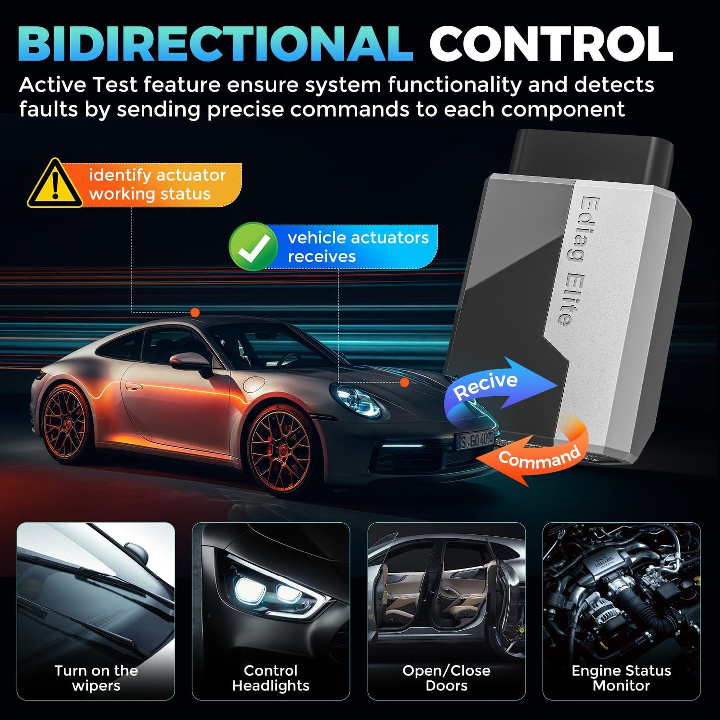 KINGBOLEN Ediag Elite OBD2 Scanner Bluetooth, Bidirectional Control Scanner All System Diagnostic Tool for iOS & Android, 15+ Hot Reset, CANFD Protocol, FCA AutoAuth, No Subscriptions Lifetime Update