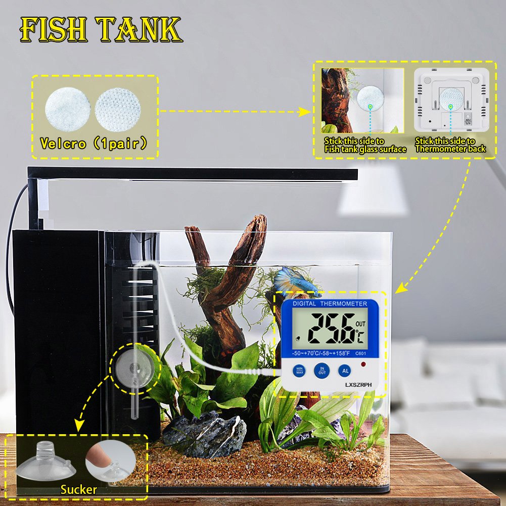 Fridge Freezer Thermometer Max/Min Memory High & Low Temperature Alarms Settings with LED Indicator Digital Refrigeration Thermometer with Magnetic,Stander 2 Pack