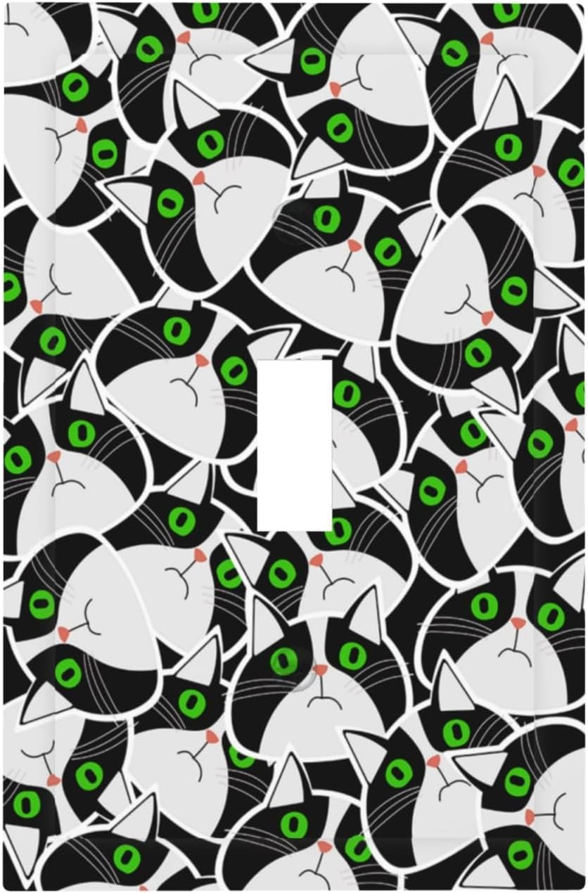 Funny Cat Wacky Kitty Single Toggle Light Switch Cover plate Outlet Cover Decorative Switchplate Wall Plates Electrical Panel Cover for Bathroom Living Room 5 X 3 IN