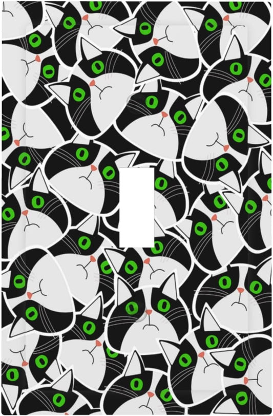 Funny Cat Wacky Kitty Single Toggle Light Switch Cover plate Outlet Cover Decorative Switchplate Wall Plates Electrical Panel Cover for Bathroom Living Room 5 X 3 IN