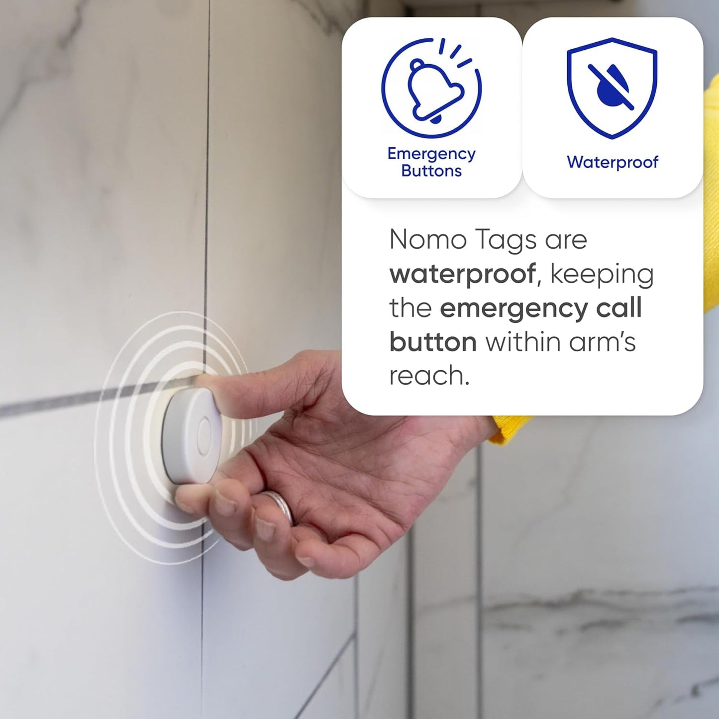 Tags - Fast, Easy Integration with Existing Smart Care Systems - Motion Detection, Emergency Panic Button, Wearable Fall Detection - Battery Operated - 2 Tags