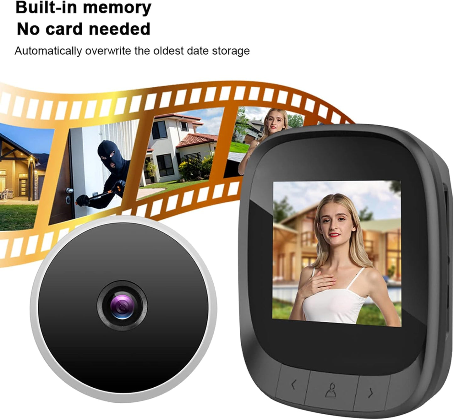 Digital Door Viewer, 2.4in Smart Visual Video Peephole WLAN Electronic Peephole viewer Security Eye Monitoring Camera with Infrared & HD LCD Screen 90° Wide Angle Support Recording/Snapshot