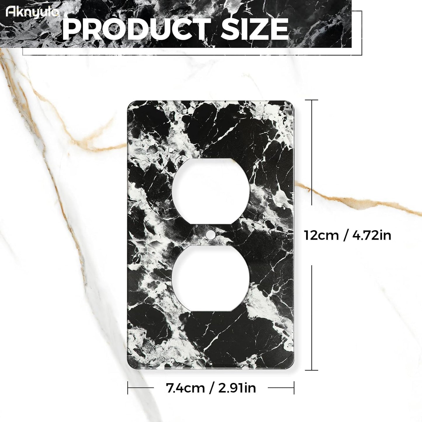 Black White Marble Pattern Acrylic Outlet Covers Light Switch Plate Decorative Wall Plate Light Switch Plate Cover Double Hole Outlet Plate Cover