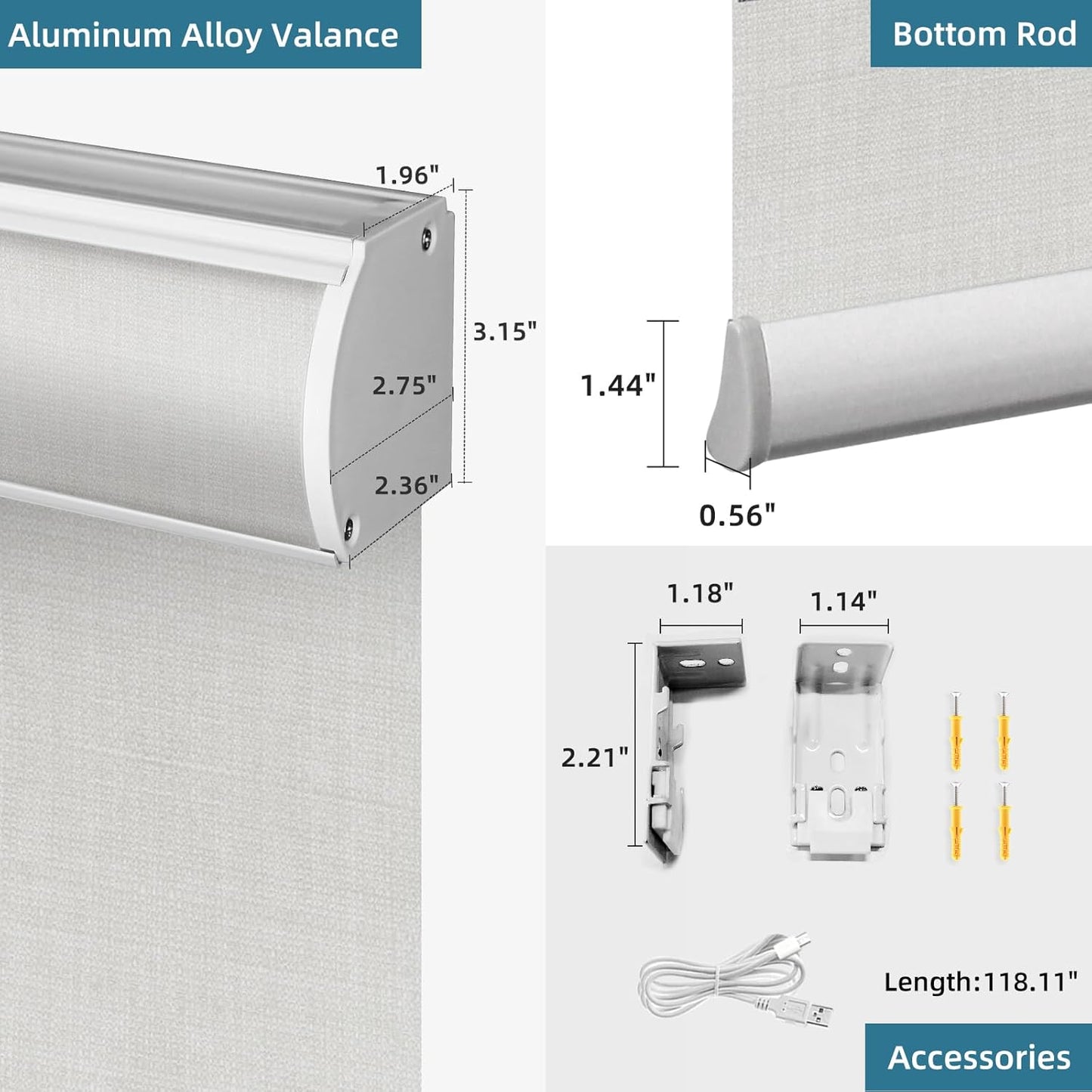 SmartWings Motorized Roller Shades Work with Homekit, Alexa Google, 100% Blackout Smart Blinds for Windows, Cordless Remote Control Window Shades, Vigor White, Customized Size