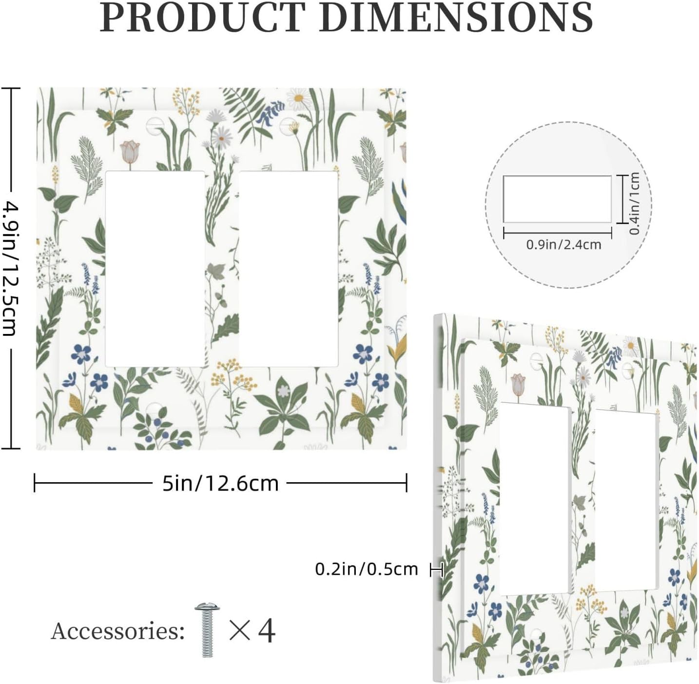 Decorative Outlet Covers Floral Green Leaf Plant Flowes 2 Gang Double Gfci Rocker Electrical Wall Panels Light Switch Cover Plate For Bed Room Farmhouse Decor