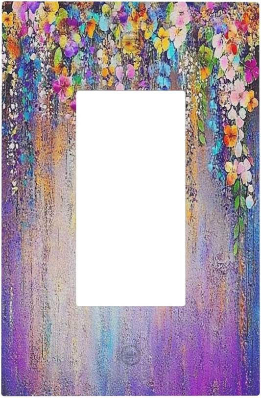 Colorful Country Flower Wildflower Floral Decorative Outlet Covers 1 Gang Single Rocker Light Switch Cover Plate Wall Plates Gfci Faceplate For Bed Room Living Room Decor