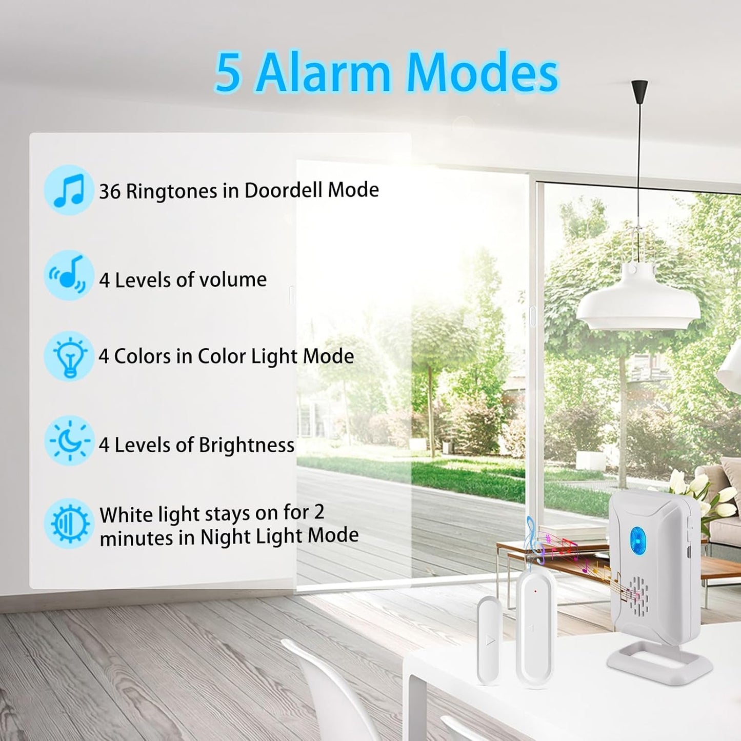GreenCycle Wireless Door Open Chime, Battery Operator Wireless Door Chime, with 600Ft Range 36 Chimes 4 Volume Levels Adjustable LED Display for Business/Home/Office/Store (2 Receiver 2 Sensor)