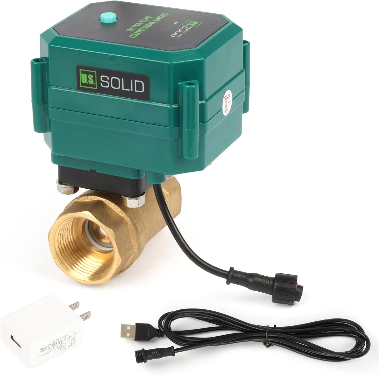 U.S. Solid 1" Smart Motorized Ball Valve - Brass Remote App Mobile-control Electrical Ball Valve with Manual Switch, Plug Connection