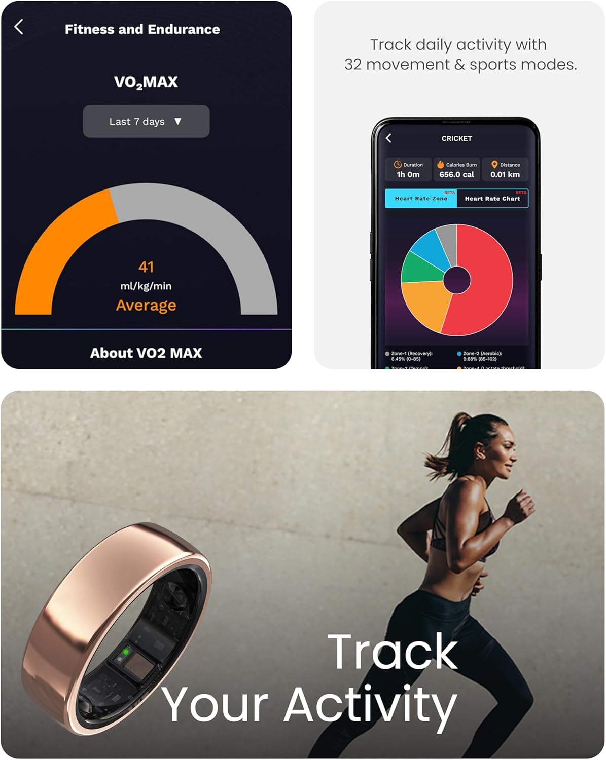 aaboRing Smart Ring, Men, Women, Track Heart Rate, Fitness, Activity, Sleep Stress Monitoring, Step Count, Up to 7 Days of Battery Life, Titanium, No App Subscription, Silver 11