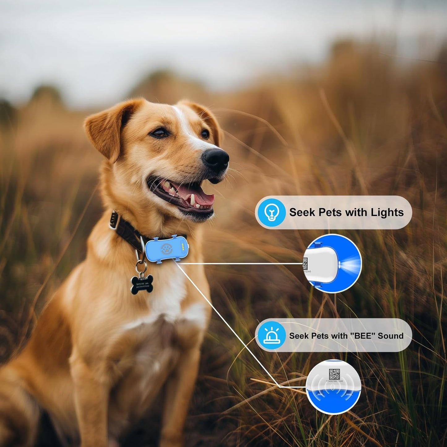 GPS Dog Tracker, Real-time Pet Location Tracker Anti Lost Dog GPS Collar Fit Most Pet Collars, Virtyal Fence, Lighting Flash&Audible Seek Mode,Subscription Needed