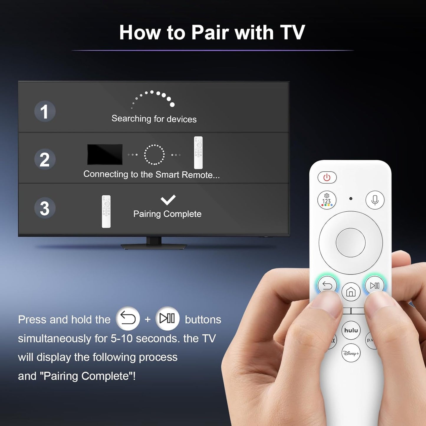 Voice Rechargeable Remote for Samsung-Smart-TV-Remote-Control, Replacement Compatible for Samsung Frame QLED Crystal UHD Solar Smart TVs