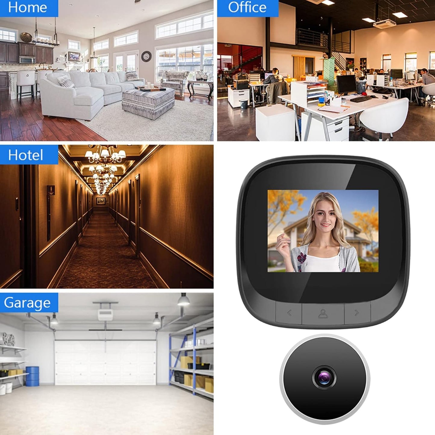 Digital Door Viewer, 2.4in Smart Visual Video Peephole WLAN Electronic Peephole viewer Security Eye Monitoring Camera with Infrared & HD LCD Screen 90° Wide Angle Support Recording/Snapshot