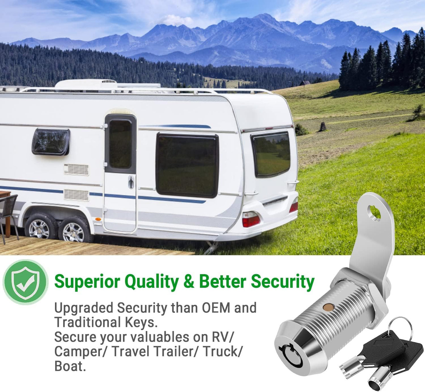 5-Pack RV Storage Locks with Keys, 1-1/8' Keyed Alike Locks for Camper Cabinet Door & Toolbox