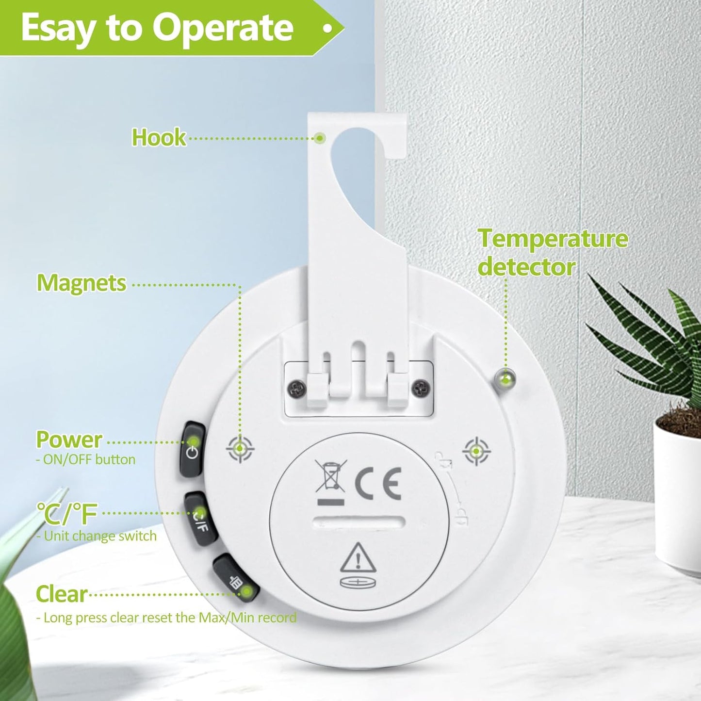 Geevon Small Digital Refrigerator Thermometer 2 Pack, IP65 Waterproof Commercial and Home Use, Max/Min Record Function with LCD Screen, Stand and Magnetic Back, for Fridge, Freezer Scenarios