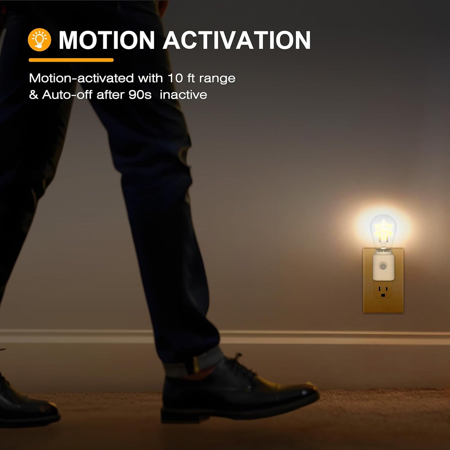 LED Night Light Plug in, Motion Sensor Night Light for Kids, Amber Nightlight, Motion Activated Night Lights for Bathroom, Hallway, Holiday Christmas Decoration, 1-Pack