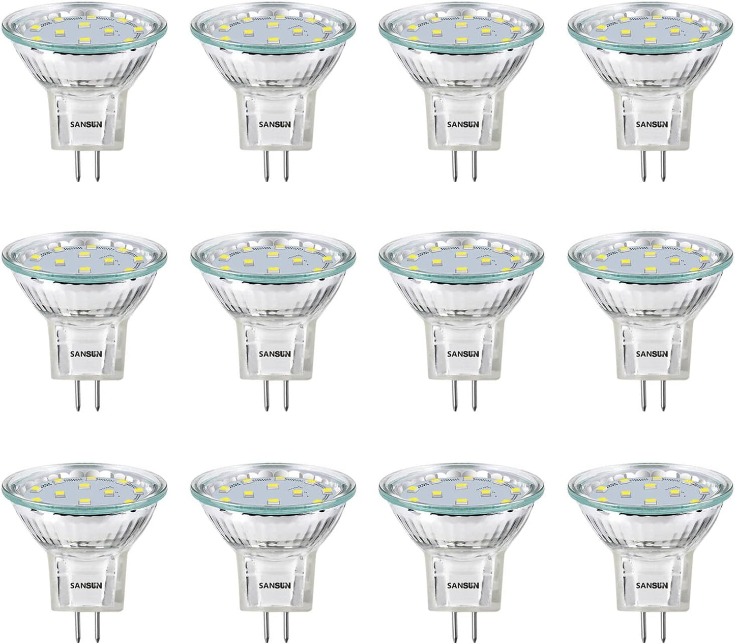 3W MR11 LED Landscape Light Bulbs, Low Voltage 12V 20W Halogen Replacement for Outdoor Landscape Spotlight and Track Light, GU4 Bi-Pin Base, Daylight White 4000K, Non-Dimmable, (Pack of 12)