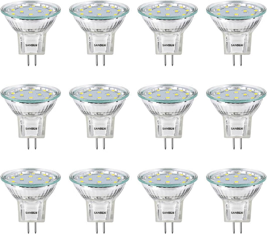3W MR11 LED Landscape Light Bulbs, Low Voltage 12V 20W Halogen Replacement for Outdoor Landscape Spotlight and Track Light, GU4 Bi-Pin Base, Daylight White 4000K, Non-Dimmable, (Pack of 12)