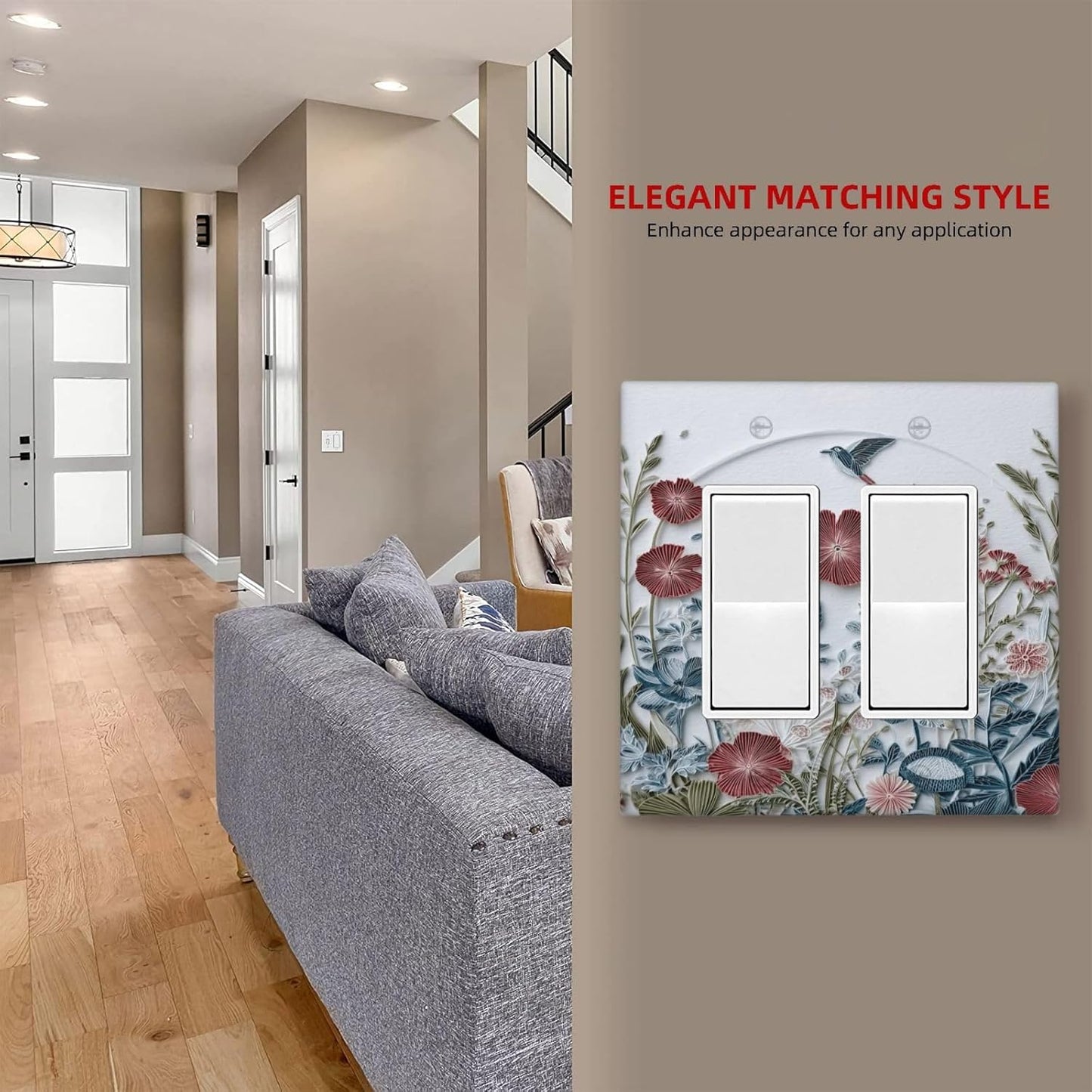 Wildflowers Flowers Floral Plants 2 Gang Double Rocker Wall Plate Cover Decorative Light Switch Covers Electrical Faceplate Switch Plates for Bathroom Kitchen Home