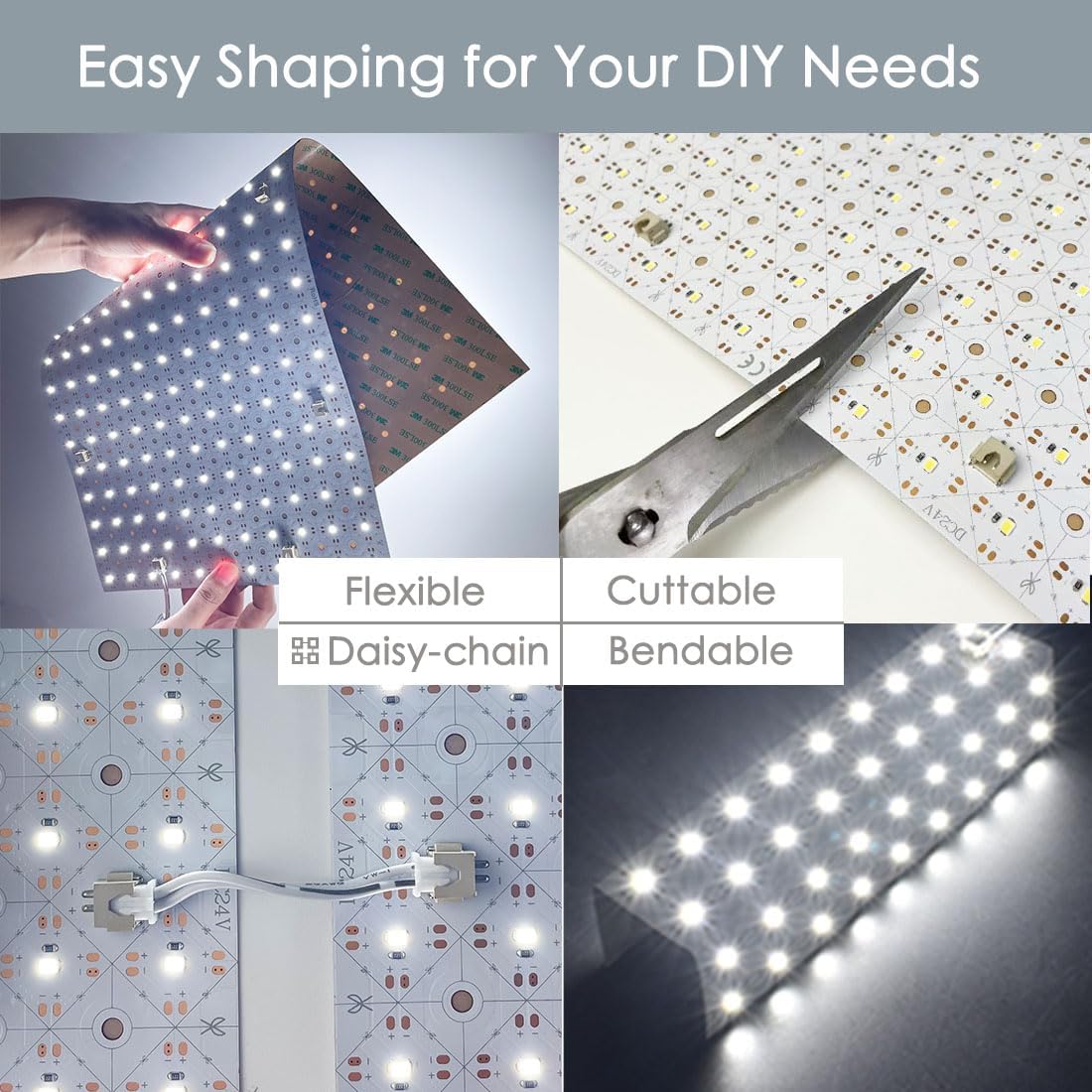 20-Pack LED Backlight Sheet 24V 36W 6000K White, 19.3X9.6 inches Each Unit, Dimmable Flexible LED Panel Sheet for Backlit Translucent Stone/Marble/Onyx/Quartz Countertops Walls